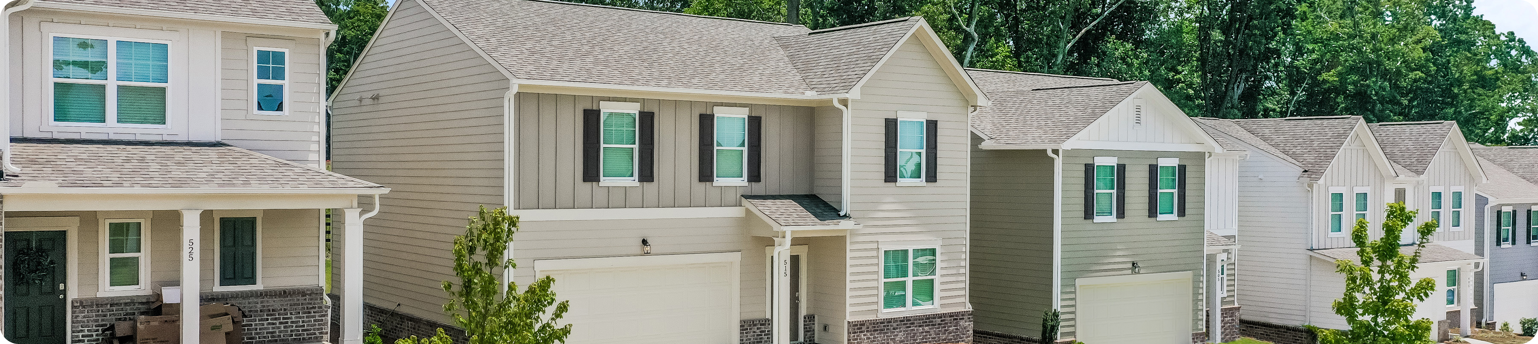Aerial view of homes