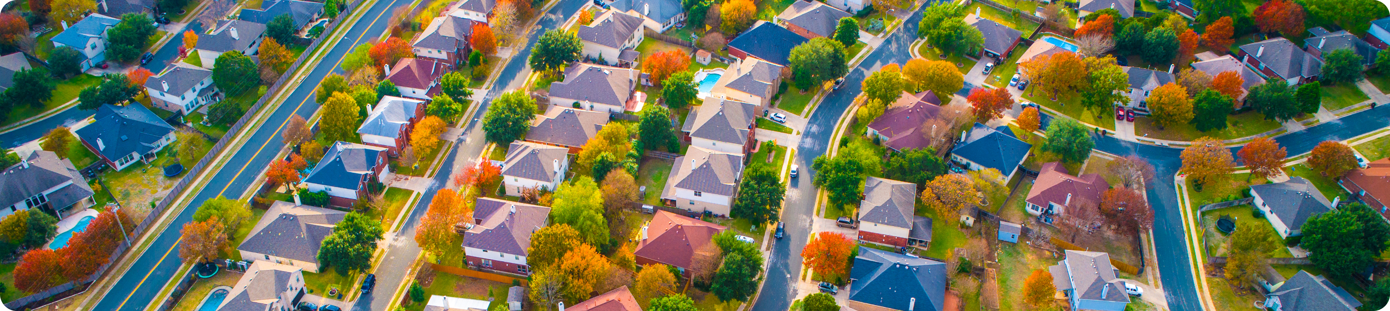 Aerial view of homes